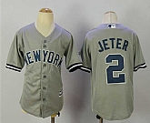 Youth New York Yankees #2 Derek Jeter Gray Cool Base Stitched Jersey,baseball caps,new era cap wholesale,wholesale hats